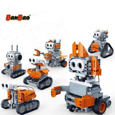 China Toy BanBao Electronic STEM 6 in 1 Ultrasonic Bricks Obstacle Control Robot Kids Educational Toys 6917 Model Building Blocks For Avoidance for sale