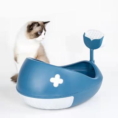 China Whale Shape Amazon Hot Sale Extra Large Indoor Stocked Clean Up Durable Cat's Litter Box for sale