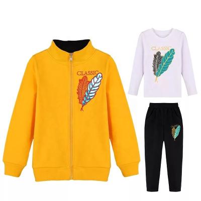 China Factory Wholesale Eco-Friendly Children Clothing Set Outdoor Jacket 3 Pieces Shirt Pants Teenager Boy Kid Gym Sport Clothing Set for sale