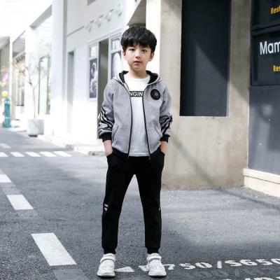 China 2 Piece Stripe Kids Casual China Sport Clothes Boy Jacket Dressing Set For Boys for sale