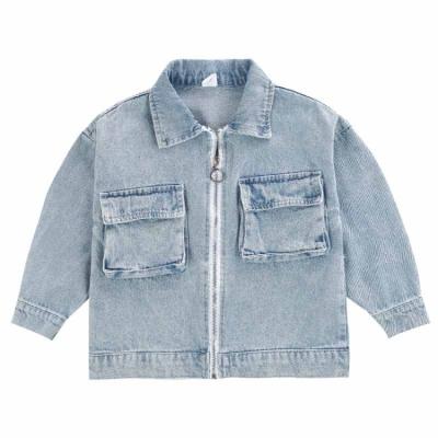 China Unisex Fashion Kids Boys Turn-Down Collar Babi Boy Reversible Denim Jacket Coat for sale