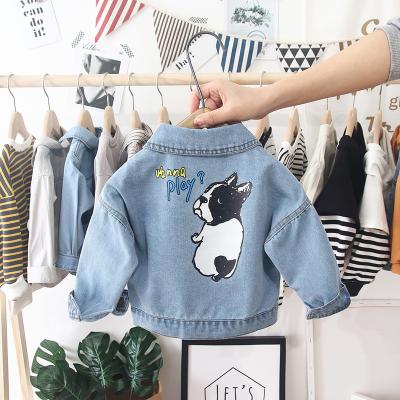 China New Unisex Spring Cartoon Puppy Kids Boys Denim Jacket Reversible High Quality Coat for sale