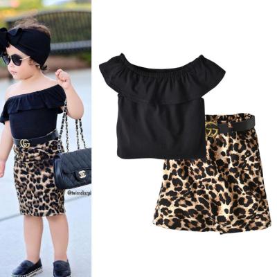 China Summer Casual Clothes Girls 2-7 Years Old T-shirt+Leopard Skirt 2 Piece Clothing Set For Kids for sale