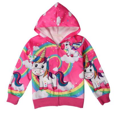 China Lovely Autumn Reversible High Quality Soft Fantasy Unicorn Zipper Clothes Hooded Casual Babies Coat for sale