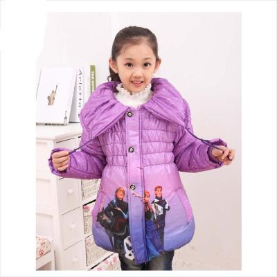 China Babies Regular High Quality Frozen Warm Jacket Long Turn-Down Zipper Collar Winter Kids Coat for sale