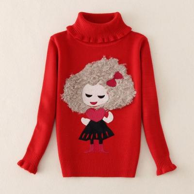 China New Design Girls Anti-Shrink Autumn Winter Knitted Turtleneck Sweater Kids Pullover Wool Sweater for sale