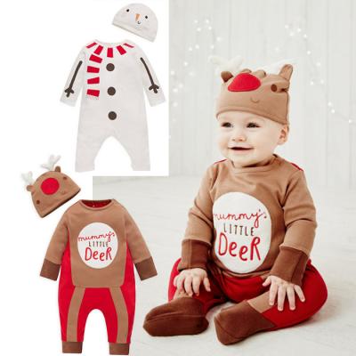 China Breathable Eco-Friendly Fall/Winter Long Sleeved Christmas Deer Jumpsuit Newborn Unisex Baby Clothing Romper for sale