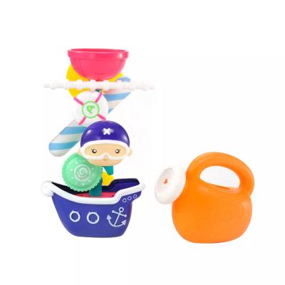 China Water Wheel / 6 Wheel Wetting Toy Bath Toys | 18 Months Baby Cute Popular Summer Pirate Ship Squirt Funny Spin With Suction Cup Toys for sale