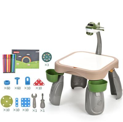 China Plastic 4 in 1Multi-activity Educational Toys, Projection Toy, Drawing Board Table Learning Set Building Block Table for Kids for sale