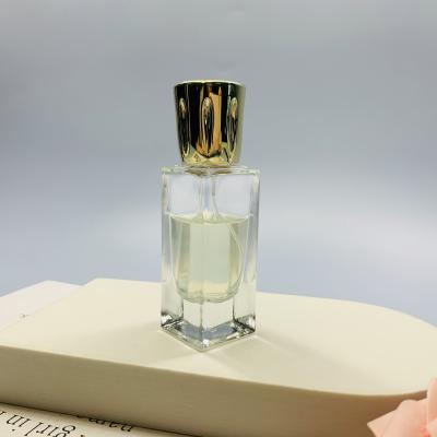 China Mini Square 25Ml Men Cosmetic Empty Clear Neck Crimp Perfume Mist Spray Glass Bottle for sale