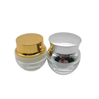 China Free Sample Factory Stock 20G 30G 50G Cosmetic Small Black Glass Cream Jar With Gold Lid for sale