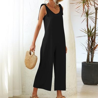 China One Piece Overalls Women Summer Camisoles Overalls Cotton Canvas Wide Leg Backless Sleeveless QUICK DRY Leg Overalls for sale