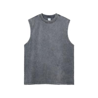 China Other 100% Cotton Heavy Wash Streetwear Sleeveless Acid Tank Top Custom Made Plus Size Mens Tank Tops for sale