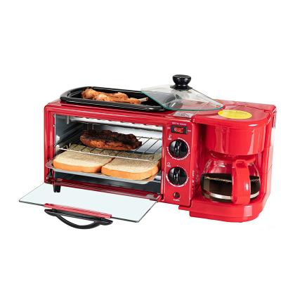 China Outdoor 3 in 1 Breakfast Makers Set Multifunctional Machine with Toaster Oven Coffee Maker Frying Pan for sale