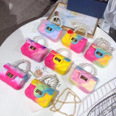 China Wholesale Fashionable Water Proof Jelly Bags For Girls Small Mini Jelly Purse Rainbow Jelly Purse for sale