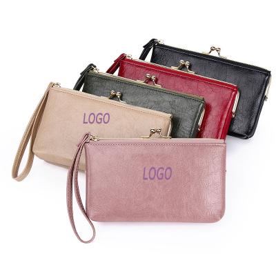 China Fashion Long Money Wallet With Clutch Leather Purse Zipper PU Ladies Card Holder Bag 2022 Minimalist For Women for sale