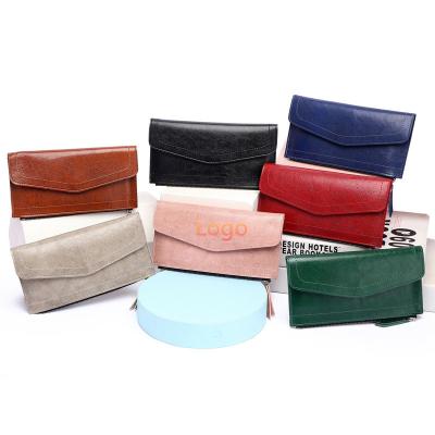 China 2022 fashion full grain leather clutch wristlet purse ladies women long vintage wallet high quality custom multicard wallet for sale