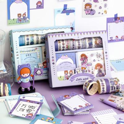 China 16 Pcs Small Self Adhesive Cute Sticky Note Stickers Memo Pad and Stationary Washi Tape School Gift Set for sale