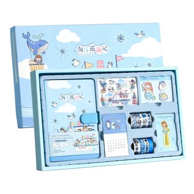 China High Quality Set Self Adhesive Notebook Gift Products With Kawaii Sticker And Tape For Girl Stationery Products for sale