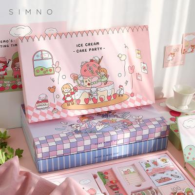 China Simple Literary Hardcover Notebook Stationery Kawaii Strip Memo Pad Set Gift Stationery Products for sale