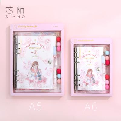 China Transparent Mini Girly Heart PVC Planner Notebooks Loose Leaf Gift Set Color Inside Pages Diary Stationery Products for sale