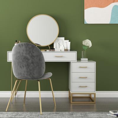 China Nordic Modern High Quality Contemporary Dressing Table Frame Simple Designs Light OEM Luxury White Steel Wooden Box Black Mirror Wood Style for sale