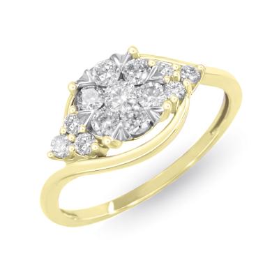 China 18K gold + 18K diamond gold 0.50 carats T.W. Diamond Brilliant Mix Ring for sale