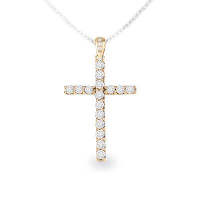 China 18K gold + 18K diamond gold 0.50 carats T.W. Diamond Cross Pendant for sale