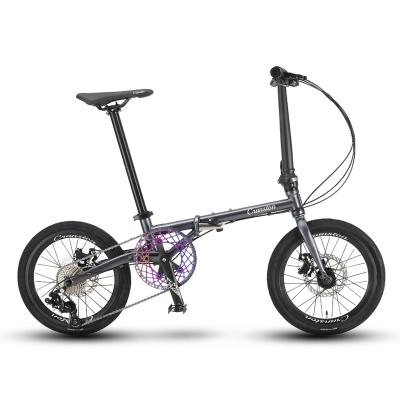 China 2022 NEW Drop Boarding Lightweight Folding Bike 16Inch Skid Tires Frame Disc Brake Ultra Light High Knife Ring Bicycle for sale