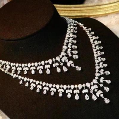 China Dinner CLASSIC Wedding 18K White Gold Luxury Jewelry Set High End Personal Custom Necklaces With Natural Diamonds for sale