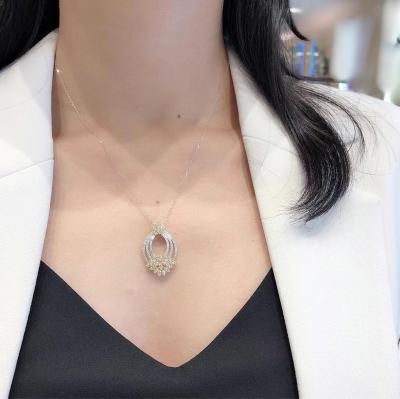 China CLASSIC 18k White Gold Certified Gemstone & Diamond Natural Diamond Lotus Flower Pendant Necklace Pendant With Chain for sale