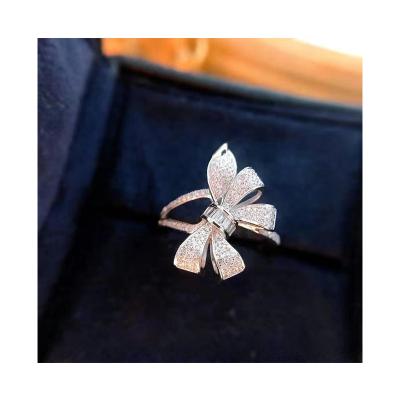 China FASHIONABLE Butterfly Bowknot Large Fashion Hot Sale Diamond Rings For Women Jewelry Luxury Female Wedding Rings for sale