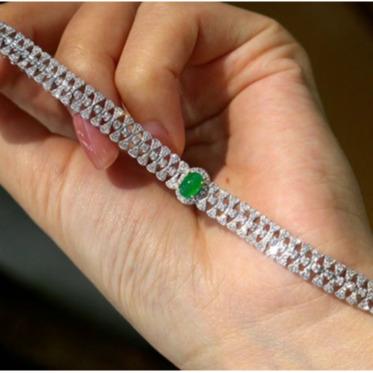 China Women CLASSIC Jewelry Super Charm Bracelet Resizable Diamond Fairy and Beautiful Diamond Green Bracelet for sale