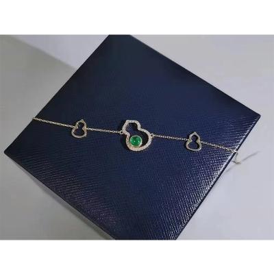 China 18k Gold Certified CLASSIC Emerald Gemstone Bliss Bottle Gourd Wulu Diamond Bracelet Fashion Boutique for Women for sale