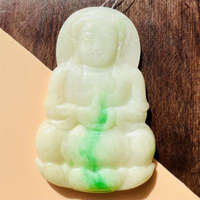 China Burma Religious Jadeite Certified Grade A Adjustable Jade Carved Avalokitesvara Pendant Amulet Pendant Necklace for sale