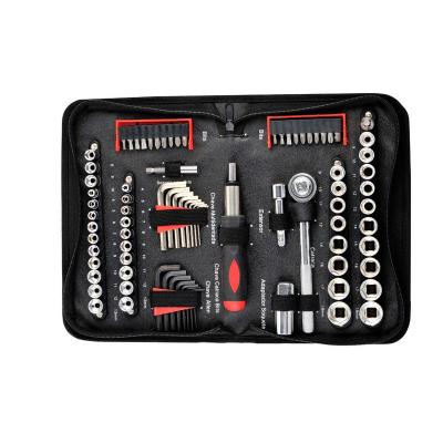 China Multifunctional 83 Pcs Set Ratchet Function Adjustable Wrench Socket Universal Steel Tool Kit with Carbon Steel Hardware in Cloth Bag for sale