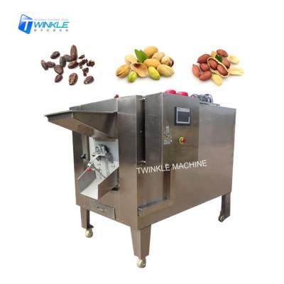 China Fruit Processing Plant Semi Automatic Rotary Drum 60-500kg Nut Peanut Cocoa Bean Commercial Roaster for sale