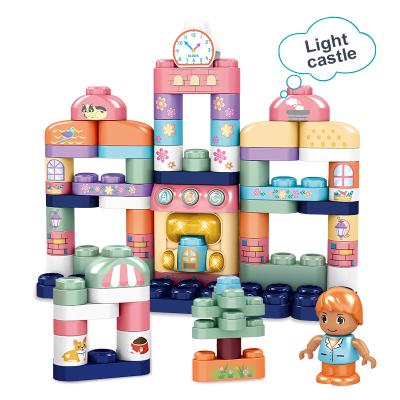 China Developmental Assembly Castle Series Building Block Intellectual Toy 73PCS PULL BACK Educational Stacking Toy Set Construction Kit for sale