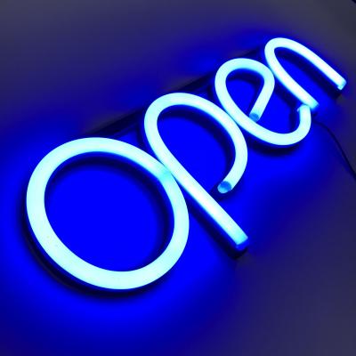 China Acrylic+Stainless Steel Custom Easy Use Working Hours Colorful Led Open Neon Sign For Advertising for sale