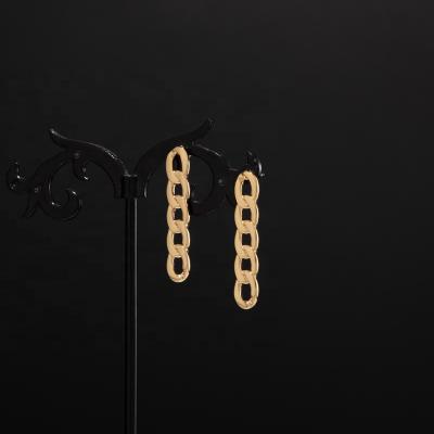 China FASHIONABLE Real Gold Earring Hypoallergenic Real Long Chain Earring Single Stud Earring for sale