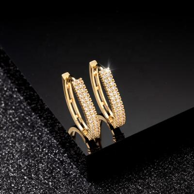 China Trendy Stylish Smart Gold Filled Circle Earring Women CZ Stone Wedding CZ Stone Huggie Earring Madame Mom Mom Earring for sale