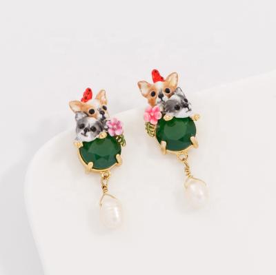 China Popular brand earring small cat enamel dog earring stud earring Indian luxury pendant FASHIONABLE Resin for sale