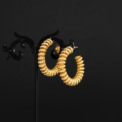 China Vintage Fashion Twist Circle Earring 18K Gold Pated Circle Stud Earring Statement Earring For Women Men for sale