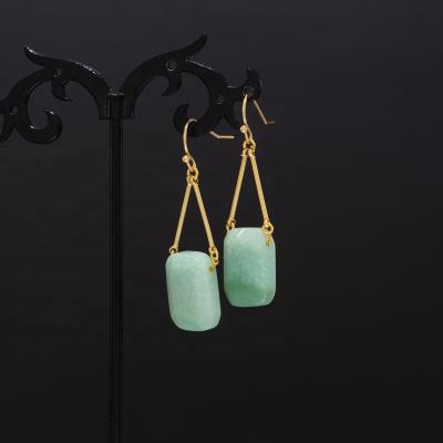 China High Quality Trendy Drop Dangle Natural Stone Earring Green Jade Earring Women Mom Earring Mom Earring Gift High Quality for sale