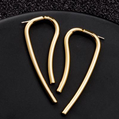 China Romantic stock 0.05 micron 18k real gold plated 2 in 1 large huggie circle earring for sale