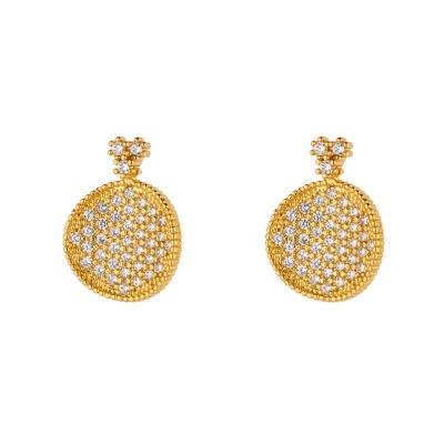 China Trendy Antique Vintage Rhinestone Earrings DROP Fashion Design Round Circle Gold Statement Earring for sale