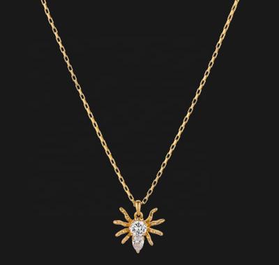 China CLASSIC Cubic Zircon Spider Necklace Box Chain Necklace Hiphop Accessories Spider Pendant Necklace Men for sale