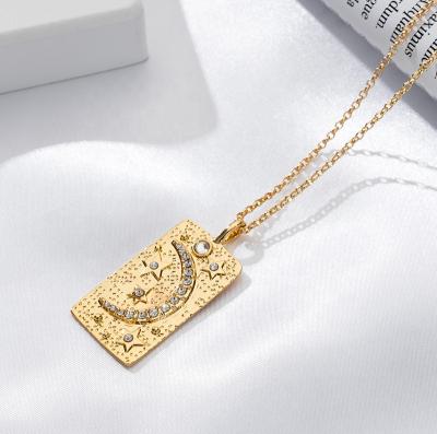 China CLASSIC Long Chain Cuban Hip Hop Necklace Star Moon Bel Pendant Necklace Gold Plated Necklace Women Men for sale