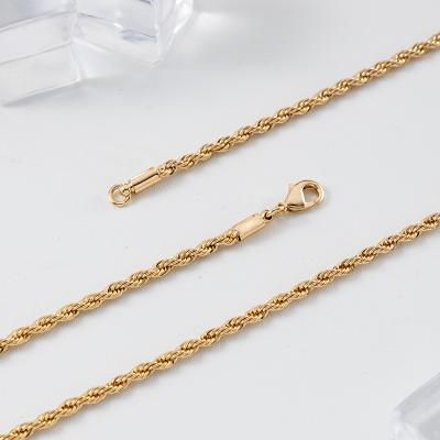 China Real CLASSIC Gold Plated 18k Rope Chain 2.5mm 5mm Stainless Steel Men Chain Necklace Women Chains 16inch 36inch for sale