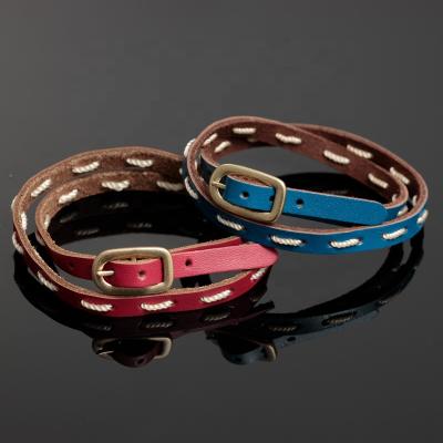 China CLASSIC leather bracelet men women handmade genuine leather bracelet contton rope accessiories for sale